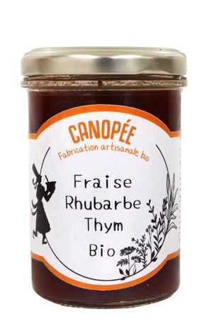 Confiture bio fraise, rhubarbe & thym