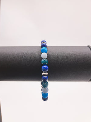 Bracelet en perles 6 mm - tonalité de bleus