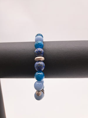 Bracelet en perles 8 mm - tonalité de bleus