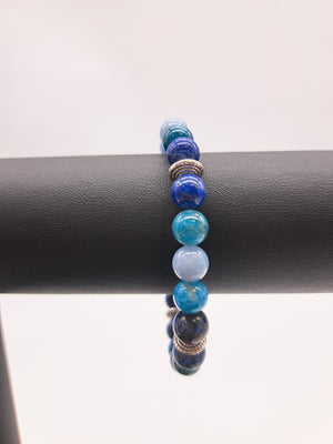 Bracelet en perles 8 mm - tonalité de bleus