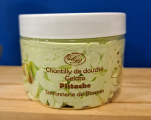Chantilly de douche parfum pistache