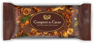 Tablette de chocolat au lait et fruits secs caramélisés
