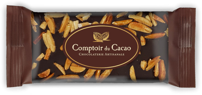 Tablette de chocolat noir et amandes caramélisées