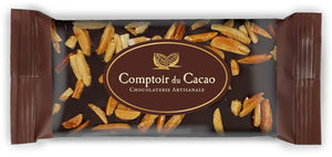 Tablette de chocolat noir et amandes caramélisées