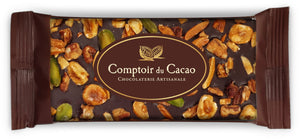 Tablette de chocolat noir et fruits secs caramélisés