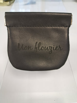 Porte monnaie en cuir noir "LE FLOUZIER"