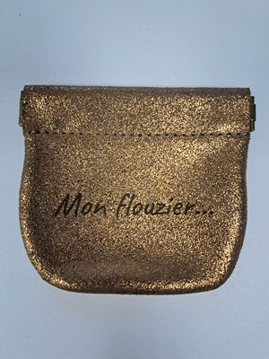 Porte monnaie en cuir marron bronze "LE FLOUZIER"