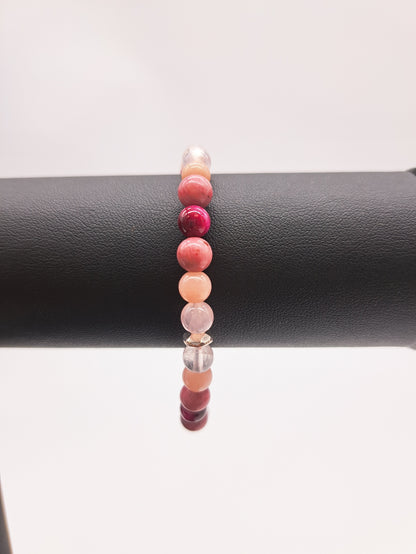 Bracelet en perles 6 mm- tonalité de roses