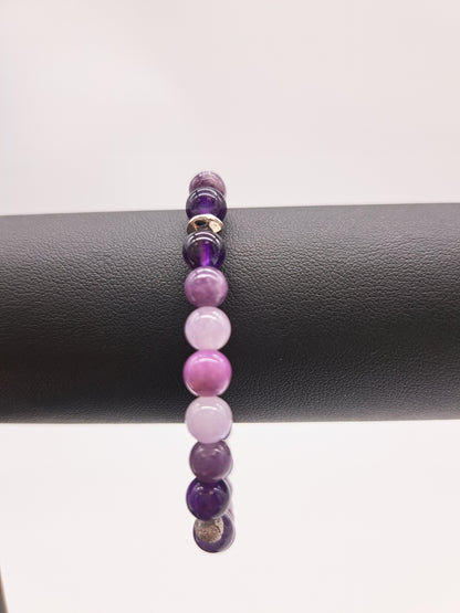 Bracelet en perles 6 mm- tonalité de violets